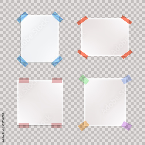 Vector Set of Realistic Taped Paper Pieces.