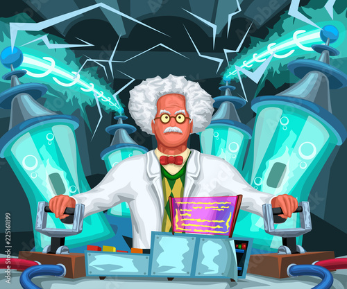 crazy scientist at work