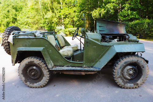 Russian military rare SUV GAZ-64 of the second world war. The legendary retro car jeep. 