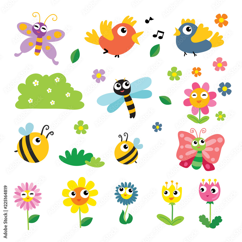 insect and flower vector collection design insect and flower vector collection design