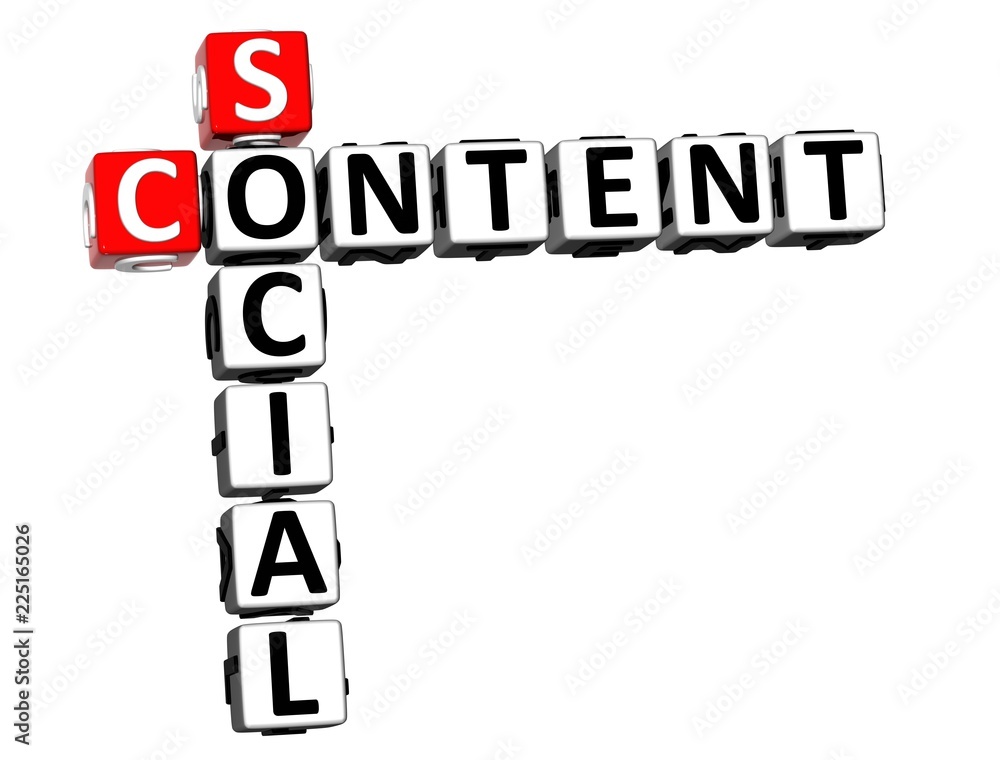 3D Rendering Crossword Social Content over white background. 3D Rendering Crossword Social Content over white background.