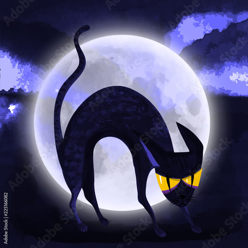 spooky cat and moon