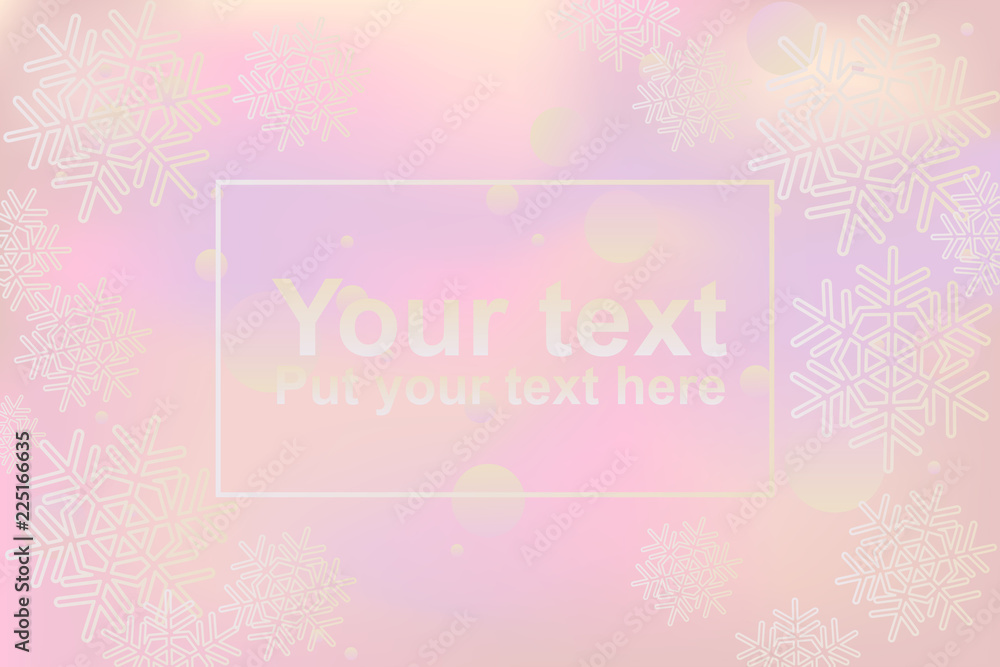 Cute winter banner template with snowflakes and bokeh