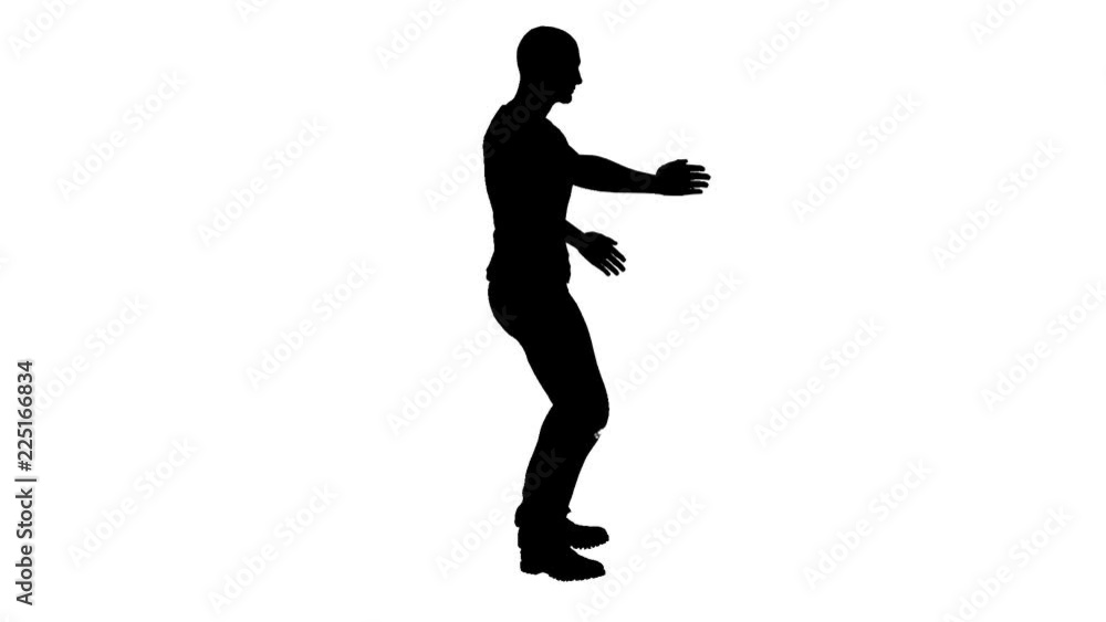 Black silhouette of a man dancing robot. Alpha channel. Alpha matte. FullHD. Black silhouette of a man dancing robot. Alpha channel. Alpha matte. FullHD.
