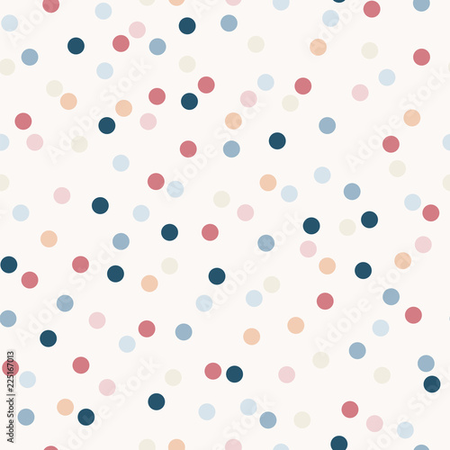 Simple modestly tinted falling confetti vector pattern, seamless repeat. Trendy vintage look. For party and holiday themed designs, wallpapers, cards, textiles, packing materials, scrapbooking etc.