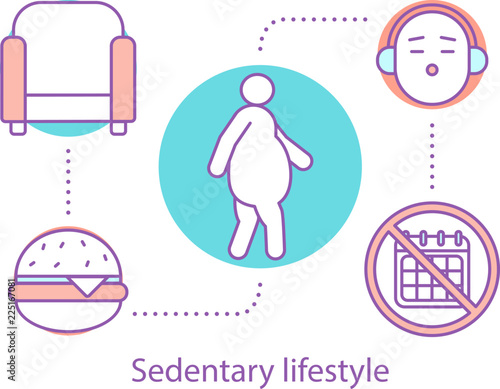 Sedentary lifestyle concept icon