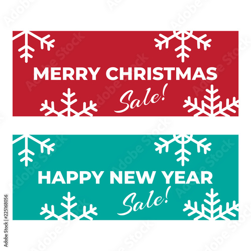 Christmas and New Year vintage vector banner. Winter banners of set vector with snowflakes