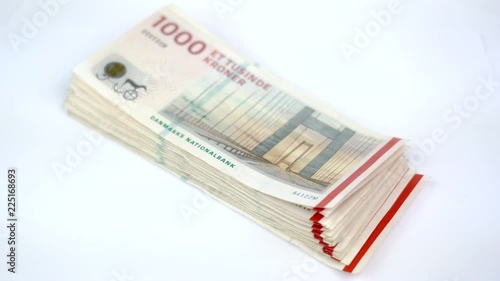 Danish krone. ( DKK ) 1000 Kroner banknotes. 4k video Stock Video | Adobe  Stock