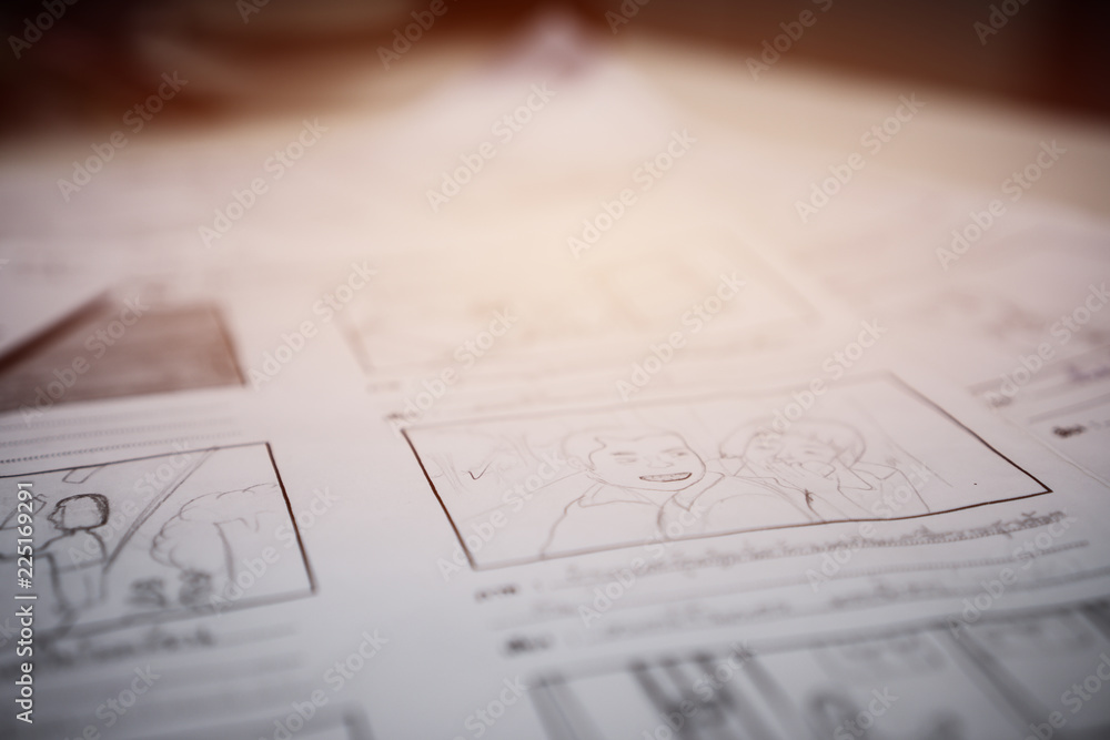 Storyboard drawing creative for film process pre-production media films story script for video editors Storyboard drawing creative for film process pre-production media films story script for video editors