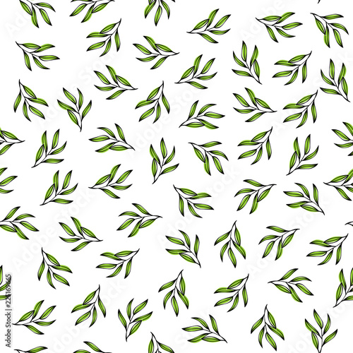Fototapeta Naklejka Na Ścianę i Meble -  Vector pattern with leaves and twigs