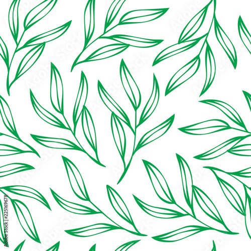 Vector pattern with leaves and twigs