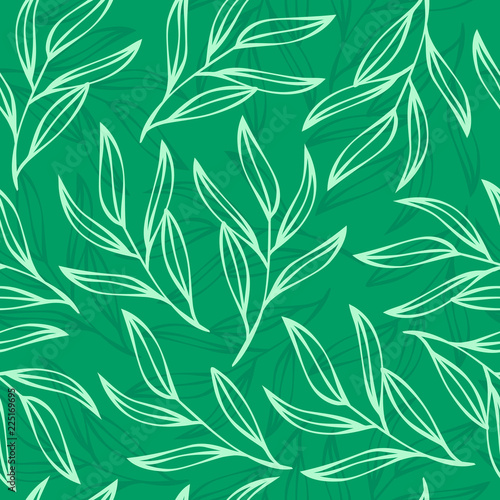 Vector pattern with leaves and twigs