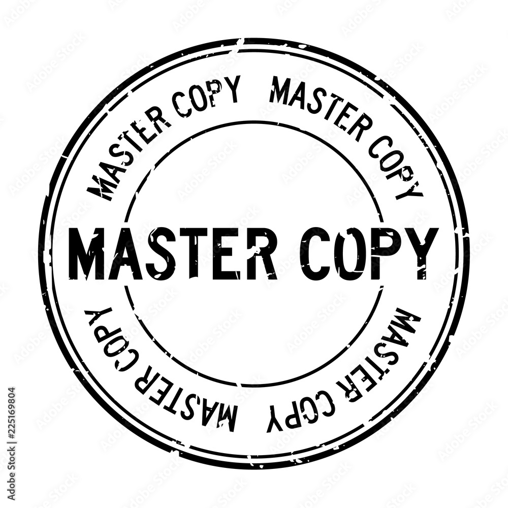 Grunge black master copy word round rubber seal stamp on white background