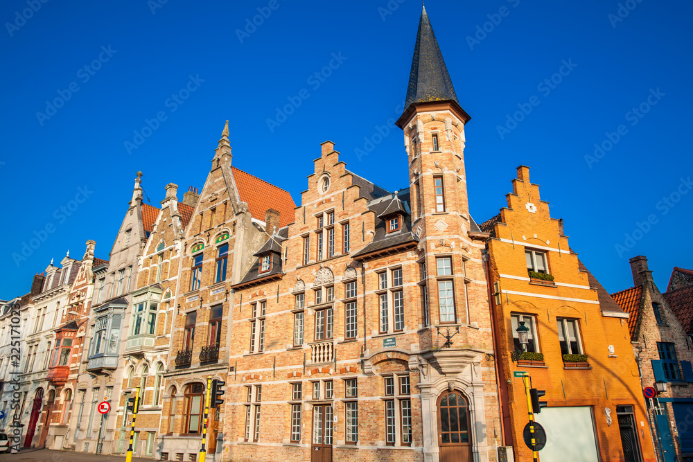 Traditional architecture of the historical Bruges town