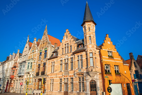 Traditional architecture of the historical Bruges town