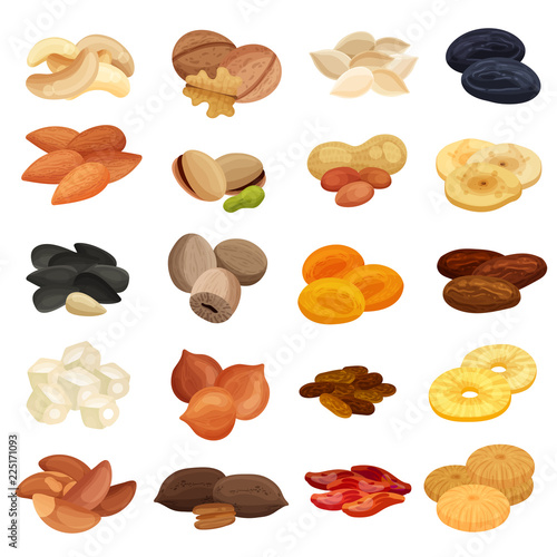 Dried Fruits Nuts Realistic Set