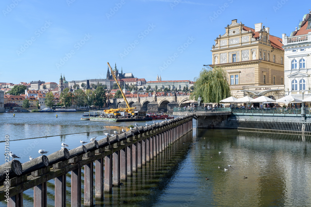 View of Prague castle from the right river bank