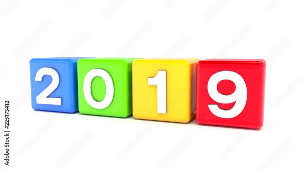 Würfel mit der Jahreszahl 2018 - 2019 auf weißem Hintergrund - repräsentiert das neue Jahr 2019 Würfel mit der Jahreszahl 2018 - 2019 auf weißem Hintergrund - repräsentiert das neue Jahr 2019