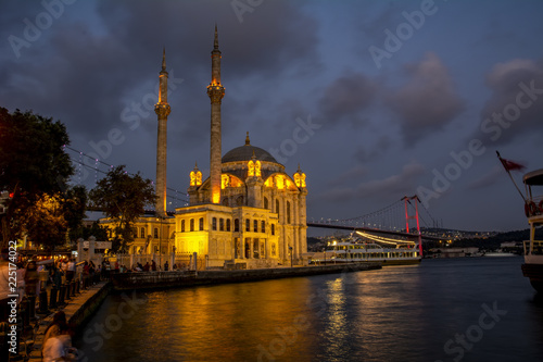 Ortakoy mosque and Bosphorus bridge, Istanbul, Turkey