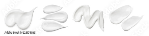 Fotografia Set with different cosmetic smears on white background