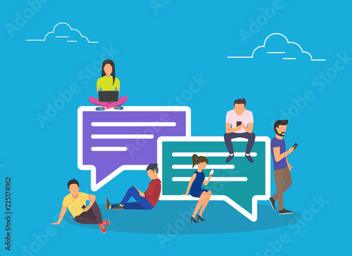 Speech bubbles for comment and reply concept flat