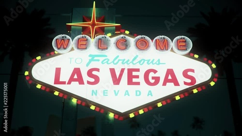 Las Vegas Sign At Night, Centered Rotating Crash Zoom