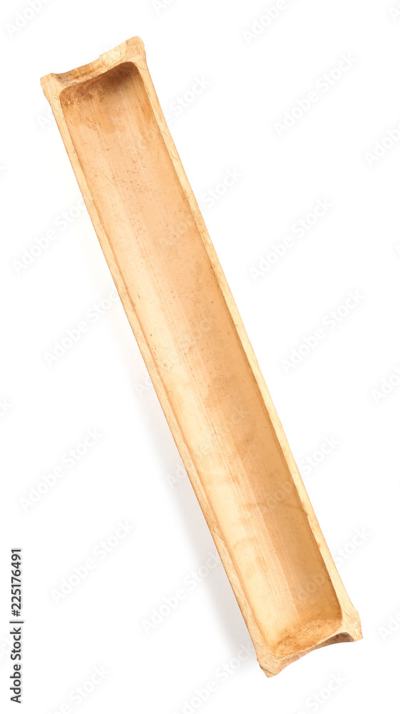 Cut dry bamboo stalk on white background, top view Cut dry bamboo stalk on white background, top view