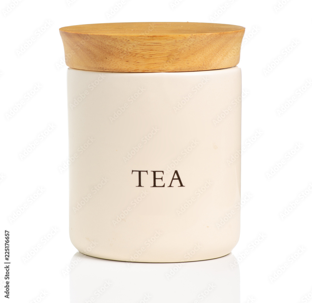 Jar with tea on white background isolation Jar with tea on white background isolation