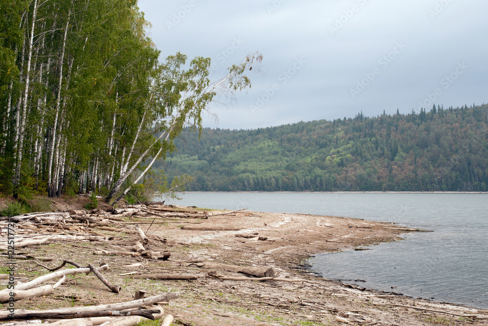River bank near the Pavlovka village in Bashkortostan, Russia close to Urman recreation base