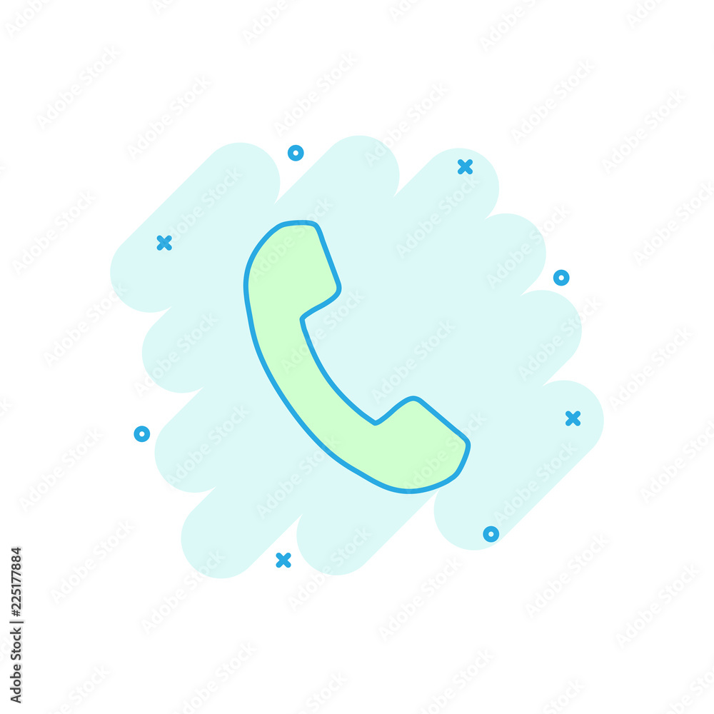Cartoon colored phone icon in comic style. Mobile illustration pictogram. Phone sign splash business concept. Cartoon colored phone icon in comic style. Mobile illustration pictogram. Phone sign splash business concept.