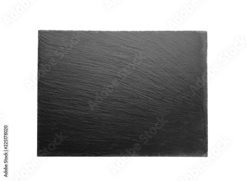 Black textured slate board on white background