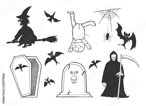 Halloween objects set