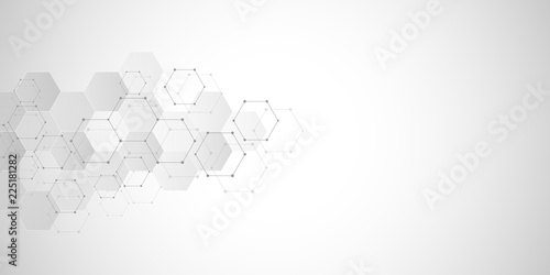 Molecular structure and chemical elements. Abstract molecules background. Science and digital technology concept. Vector illustration for scientific or technological design. © berCheck