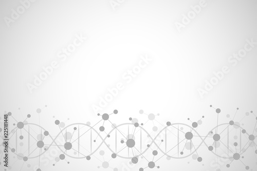 DNA helix and molecular structure. Science and technology concept with molecules background.