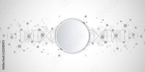 DNA helix and molecular structure. Science and technology concept with molecules background.