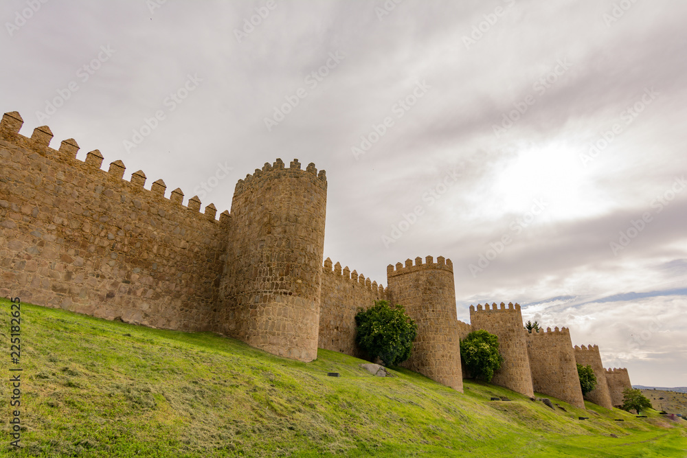 Medieval city walls in Avila, Spain. Considered the best preserved in Europe.