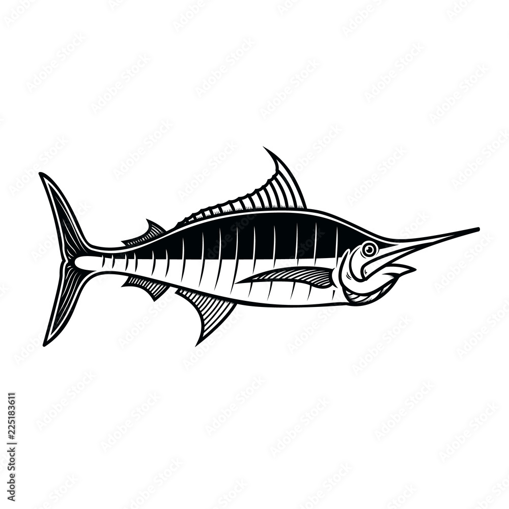 Swordfish. Design element for logo, label, emblem, sign, poster. Swordfish. Design element for logo, label, emblem, sign, poster.