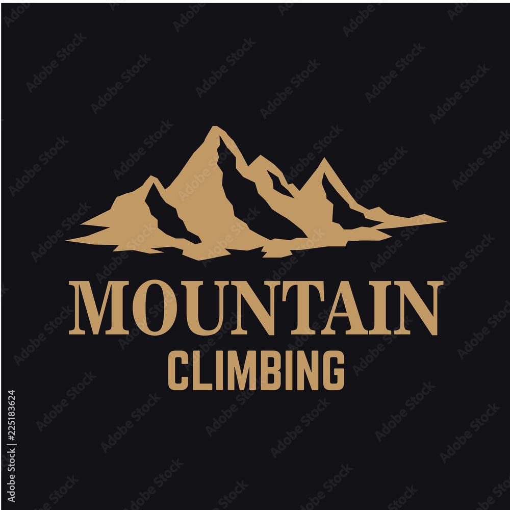 Mountain expedition. Emblem template with rock peak. Design element for logo, label, emblem, sign, poster. Mountain expedition. Emblem template with rock peak. Design element for logo, label, emblem, sign, poster.