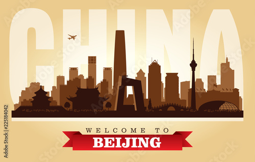 Beijing China city skyline vector silhouette
