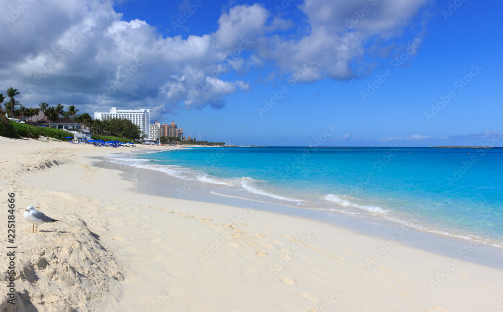 Paradise beach in Nassau, Bahamas.