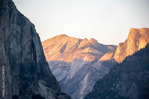 Tunnel View provides one of the most famous views of Yosemite Valley. From here you can see El Capitan and Bridalveil Fall rising from Yosemite Valley, with Half Dome in the background.