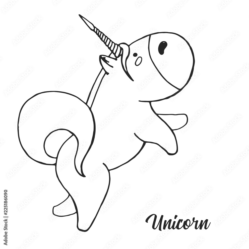 Sketch of unicorn isolated on white background. Vector illustration Sketch of unicorn isolated on white background. Vector illustration