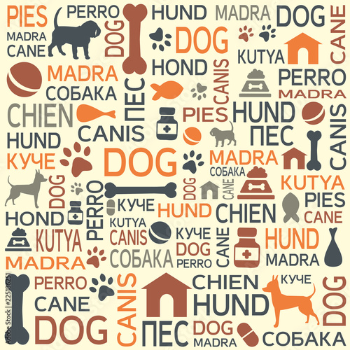 Cute background with dogs and letters