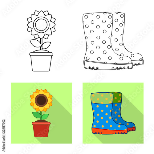 Vector illustration of farm and agriculture symbol. Collection of farm and plant stock symbol for web.