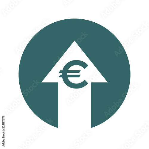 Cost symbol increase icon. Vector symbol image isolated on background