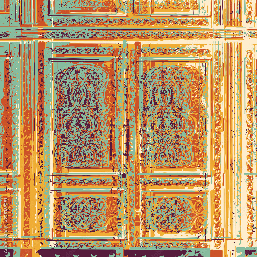 Vector oriental door poster.