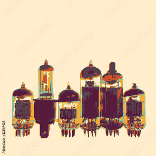 Vector vacuum tubes card.