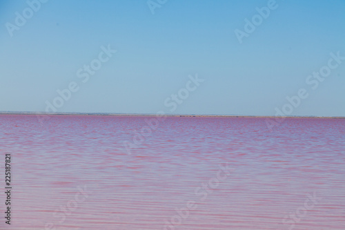 Salt Lake landscape with water pink and blue sea