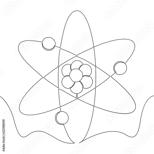 continuous line icon model of atom concept vector