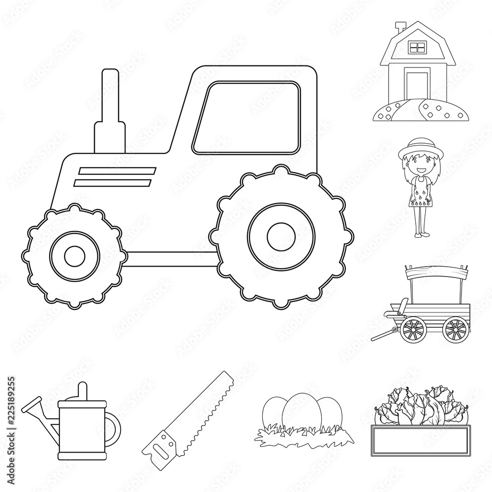 Naklejka premium Isolated object of farm and agriculture sign. Set of farm and plant vector icon for stock.